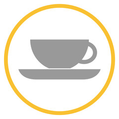 Button grau orange mit Tee Icon: Teetasse oder Pause