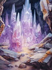 Shimmering Underground Wonders: Crystal Cave Formations Wall Art