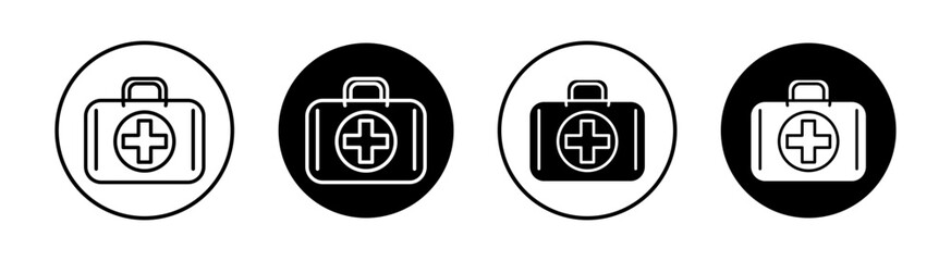 First aid box flat line icon set. First aid box Thin line illustration vector