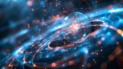 Obraz premium Quantum Particle Entanglement Theory