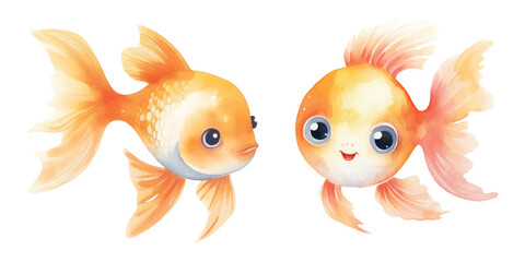 cute goldfish watercolor vector illustration