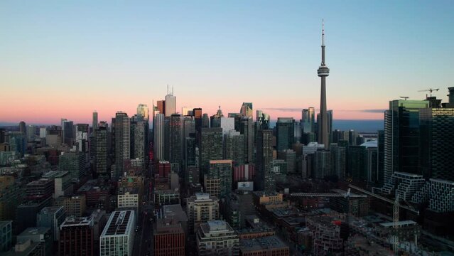 Night aerial of downtown Toronto, ON, Canada.