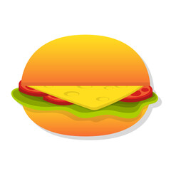 Fast food hamburger cartoon illustration