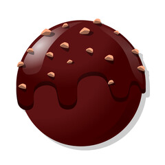 Round chocolate with nuts cartoon illustration