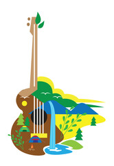 Music for Nature concept. Editable Clip Art.