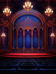 Obraz premium Twilight Scene: Luxurious Art Deco Theaters Aglow with Theater Lights at Night