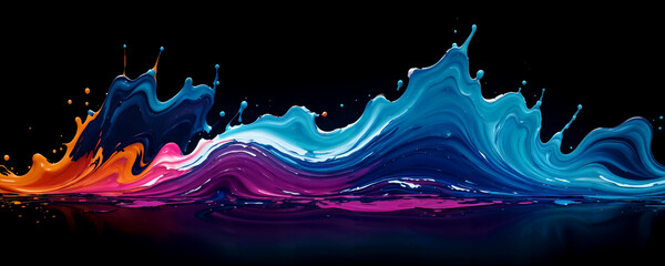 Abstract background of colorful acrylic paint in purple and blue.