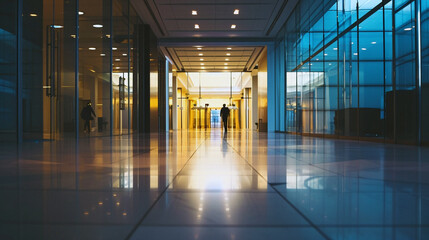 corridor in the airport. Business photo composition, simple business background. Generative AI