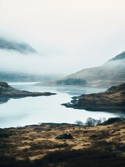 Misty Scottish Moors Island: Enigmatic Isolated Highland View