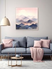 Muted Watercolor Mountain Ranges Canvas Print: Delicate Peak Art