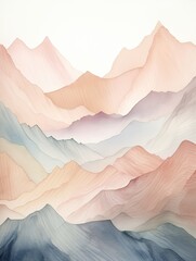 Famous Muted Watercolor Mountain Ranges National Park Print for Stunning D�cor