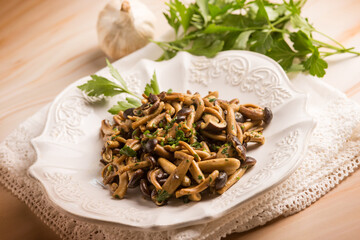 sautéed chiodini mushroom with parsley and garlic - 737011323
