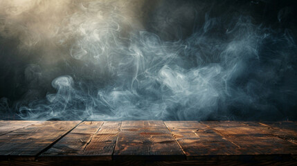 Dark wood background design brown wood texture Abstract background, empty wooden table with smoke...