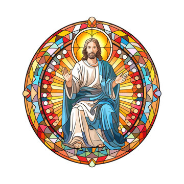 recommend clip art: Jesus Christ stained glass style. Vector illustration design.
