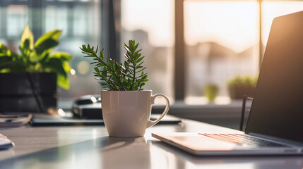 Fototapeta premium office interior. Business photo composition, simple business background. Generative AI