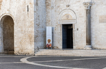 detail of the portal of the Saint Nicholas Basilica in the historic centre of Bari, Puglia region (Apulia), Italy, September 18, 2022