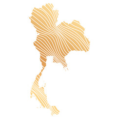 abstract map of Thailand - vector illustration of striped gold colored map