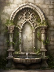 Renaissance Garden Fountains: Rustic Wall Decor with Stone Water Design
