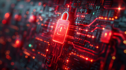 Digital security. Cybercrime. Cyberattack. Cybersecurity. Padlock. Generative AI. 