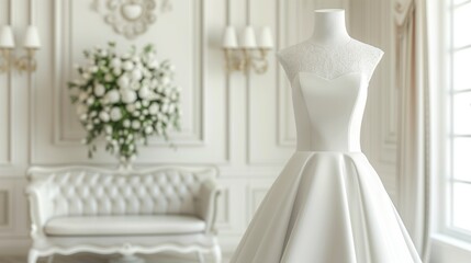 結婚式場の部屋とウェディングドレス
