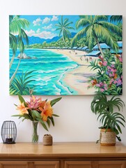 Turquoise Caribbean Shorelines Canvas Print: Tropical Beach Escape