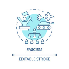Fototapeta premium Faschism ideology soft blue concept icon. Militaristic politic, dictatorship regime. Discrimination policy, autocracy. Round shape line illustration. Abstract idea. Graphic design. Easy to use