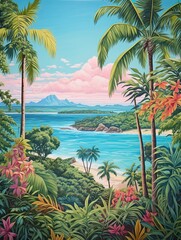 Turquoise Caribbean Shorelines: Tropical Paradise Canvas Print Landscape