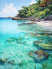 Turquoise Caribbean Shorelines: Modern Landscape with Crystal Clear Waters