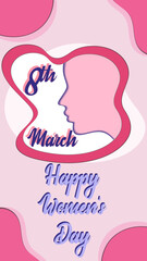 Empowerment Blooms: A Vibrant Tribute to Women on 8th March, Celebrate International Women's Day with this vibrant vector! It features a silhouette of a woman, symbolizing the strength of women.