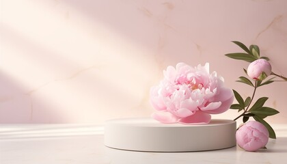 pink peonies on round plate