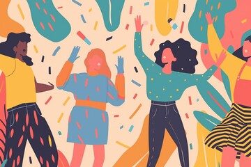 Young adults enjoying a carefree party, dancing and laughing together generated by AI