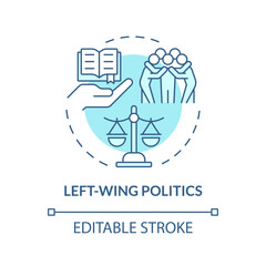 Left-wing politics soft blue concept icon. Progressive reforms. Individual freedom rights, equality. Economic prosperity. Round shape line illustration. Abstract idea. Graphic design. Easy to use