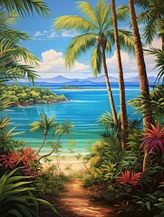 Fototapeta na wymiar Turquoise Caribbean Shorelines: Panoramic Island View of Scenic Vista