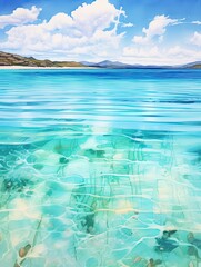 Turquoise Tranquility: Clear Blue Waters Surrounding Caribbean Shorelines Seascape Art Print