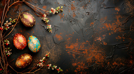 Easter eggs. banner. space for text - obrazy, fototapety, plakaty