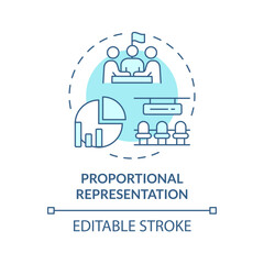 Proportional representation soft blue concept icon. Vote proportion ballot system. Election voting, candidate selection. Round shape line illustration. Abstract idea. Graphic design. Easy to use