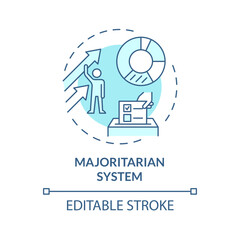 Majoritarian system soft blue concept icon. Politician majority, voting electoral system. Election candidate selection. Round shape line illustration. Abstract idea. Graphic design. Easy to use