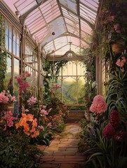 Victorian Greenhouse Botanicals: Captivating Abstract Depictions of Artistic Landscape Interpretations