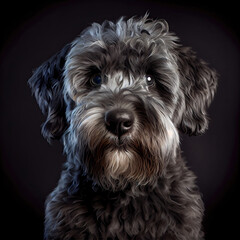 Close-Up Giant Schnoodle Portrait In Studio Setting