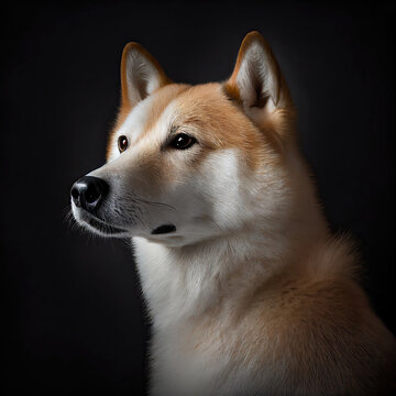 Elegant Korean Jindo Dog Portrait in Professional Studio
