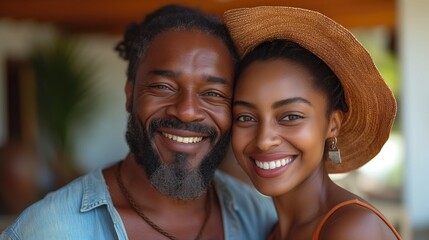  Afro-American pair. the excitement of home ownership with an image of a couple smiling brightly as they hold the keys to their new property, symbolizing the beginning of a new chapter in their lives - obrazy, fototapety, plakaty