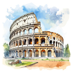 Fototapeta na wymiar Piazza Del colosseo watercolor. Vector illustration desig