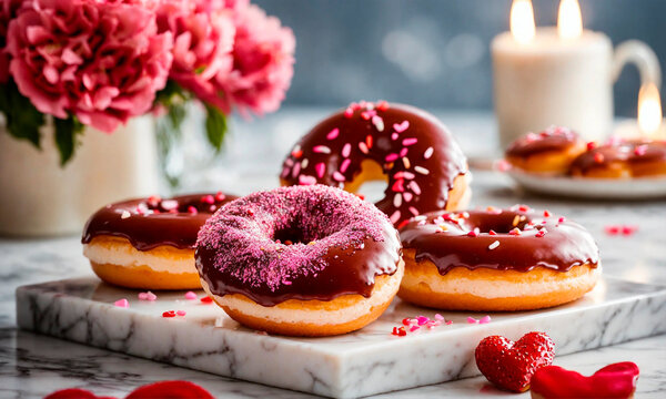 donuts hearts for valentine's day. Selective focus.