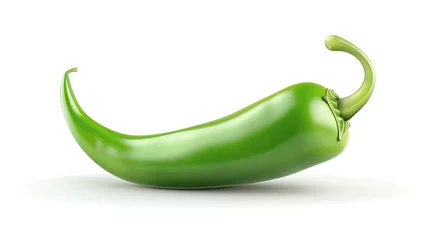Fotobehang green chili pepper isolated on white background © Rangga Bimantara