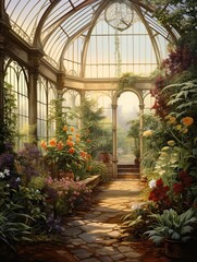 Victorian Greenhouse Botanicals: Modern Landscape with Contemporary Greenhouse Scenes