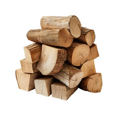 Stack of firewood on transparent background