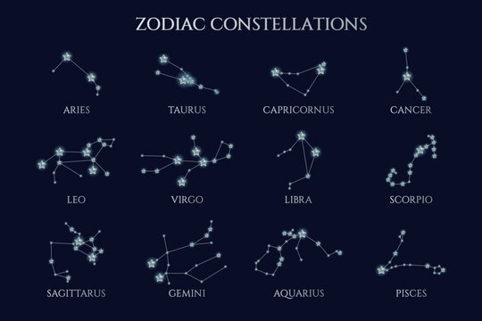 Set of zodiac constellations vector illustration design