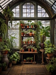 Victorian Greenhouse Botanicals: Elevated Garden Vantage Overlooking a Pictorial Plateau