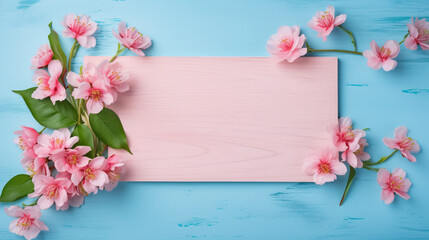 Naklejka na ściany i meble Top view image pink flowers