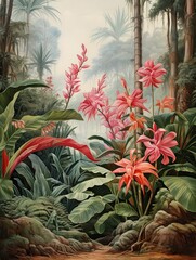 Victorian Greenhouse Botanicals: Tropical Beach Art Featuring Exquisite Tropical Plant Species